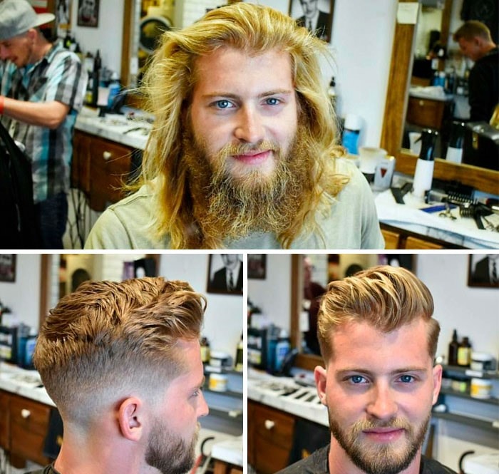 Before — overgrown men's hair before salon visit